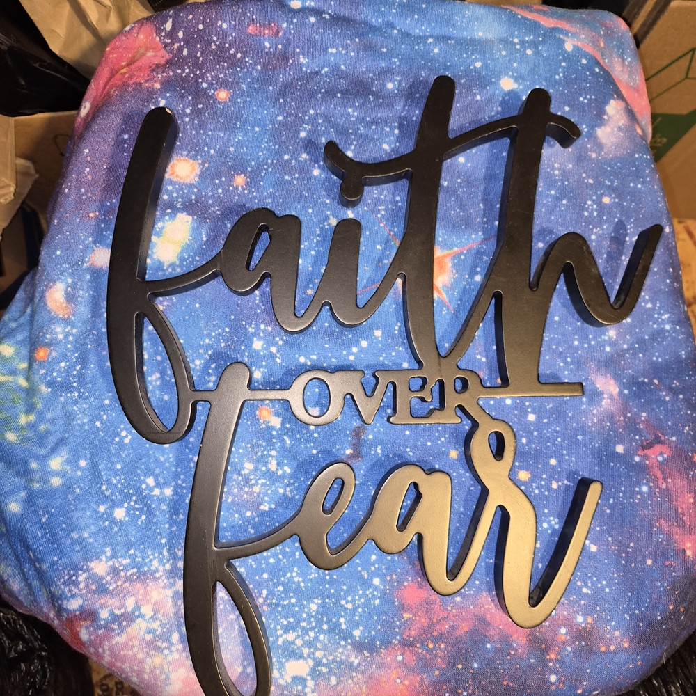 Black 'Faith Over Fear' Wall Art
